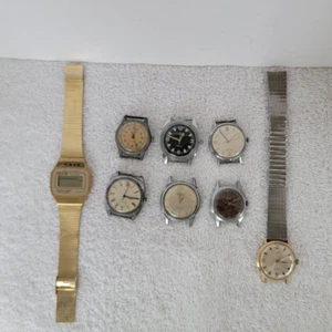 LOT OF VINTAGE MEN'S WATCHES FOR PARTS OR REPAIR (LOT OF 8) - Picture 1 of 24