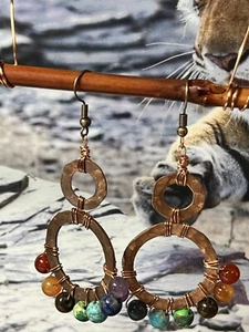 Hammered Copper chakra inspired earrings - Copper Chakra Earrings - handcraft - Picture 1 of 5