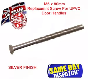M5 UPVC Sostituzione Vite Maniglia Porta, Lunga 80 mm, Finitura Argento - Foto 1 di 1