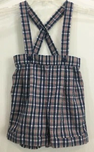 Boys Overalls Shorts Size 12 Months Blue Red Plaid 173   - Picture 1 of 7