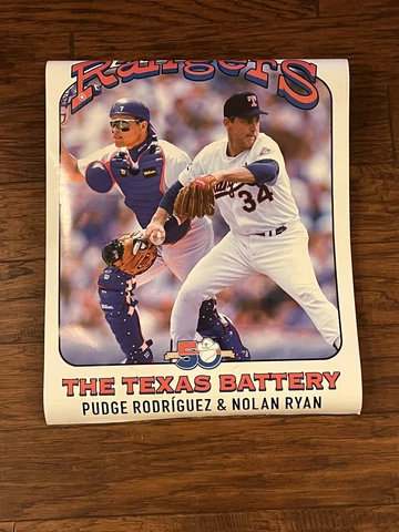 MLB Texas Rangers Battery Poster ‘22 SGA Ivan Pudge Rodriguez Nolan Ryan 50th 🔥 Cover