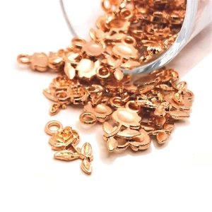 4, 20 or 50 pcs BULK Small Rose Gold Rose Charms, Flower Charm-US Seller- RG094 - Picture 1 of 5
