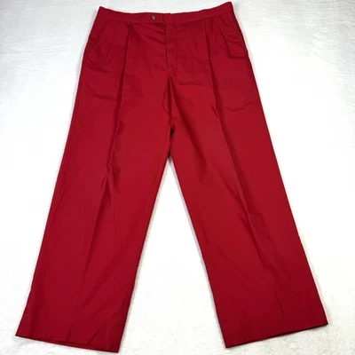 Vintage Sansabelt By Jaymar-Ruby Pants Mens Size 33 Red Golf Dress Pants Pleated - Image 1 of 4