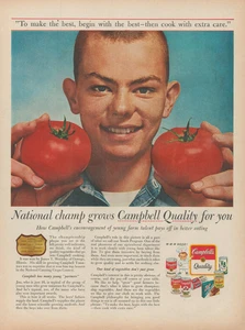 1959 Campbell's Tomato Soup Boy National Champ Quality For You Vintage Print Ad - Bild 1 von 1