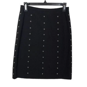 Black Skirt A-Line with Grommet Eyelet Embellished BCBGMaxAzria 0 - Picture 1 of 7