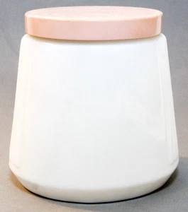 Tarro de crema fría Mid Century con tapa vidrio de leche estanque tapa de metal rosa decoración retro - Imagen 1 de 4