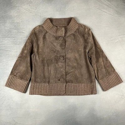 Juicy Couture Grueso Tejido Cuero Gamuza Suéter Chaqueta Botón Y2K N-04 Foto 1 de 4