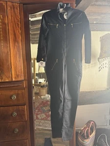 Donna Ida Dolly Black Blackest Stretch Denim Flightsuit / Jumpsuit Small BNWT - Picture 1 of 4