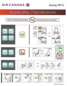 Safety Card - Air Canada - B787-9 - 2016 (S4880) - Picture 1 of 1