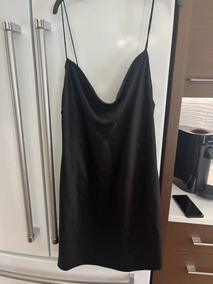 Alice + Olivia…Black Satin Harmony  Mini Slip Dress…Sz 14 - Image 1 of 4