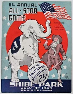 JULY 13 1943 11th ANNUAL ALL-STAR Baseball SHIBE PARK cover 8X10 glossy reprint - Picture 1 of 1