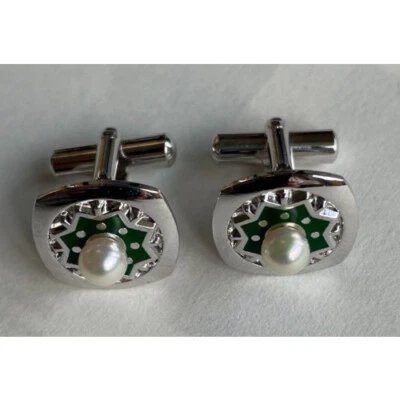 MIKIMOTO Gemelos Perla Plata Hombres [Usado Excelente] Limitado Desde JAPÓN◎ Foto 1 de 4