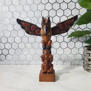 Boma Native Raven Beaver Hand Painted Totem Pole Canada 8.5 in - Picture 1 of 22