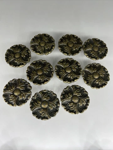 vintage antique brass cabinet Round handle Knobs ,10  total Not Cleaned Up Cover