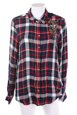 Sfera Blouse Checked Embroideries M navy blue