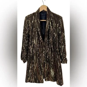 Zara Gold Sequin Blazer Dress Size M Swiftie - Picture 1 of 8