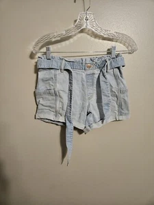 Abercrombie Kids High Rise Paperbag Waist Denim Shorts Size 13/14 - Picture 1 of 10
