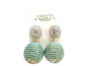 Amrita Singh Blue Sari Earrings Brass New! NWT - Picture 1 of 2