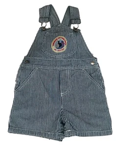 Vintage Y2K Thomas The Train Boys Pinstripe Overalls Sz 3t Denim Jean 90s Shorts - Picture 1 of 7