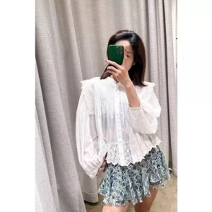 Isabel Marant Lace Patchwork Crew Neck Shirt Lantern Sleeve Blouse - Picture 1 of 17