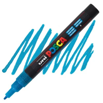 Posca Markers, Paint Marker, Glitter Light Blue Paint, 3M Fine Tip, Sparkle - Image 1 of 2