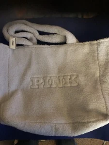 Victoria’s Secret PINK Plush Tote Sherpa Handbag Light Blue NWT - Picture 1 of 12