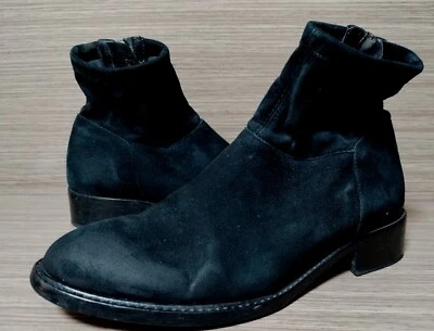 Botines SESTO MEUCCI de gamuza de cuero negro talla 7 hechos en Italia Foto 1 de 4