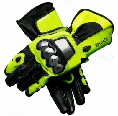 Motorbike Cowhide Leather Racing Gloves XS - 4XL Flou Yellow - Image 1 of 2