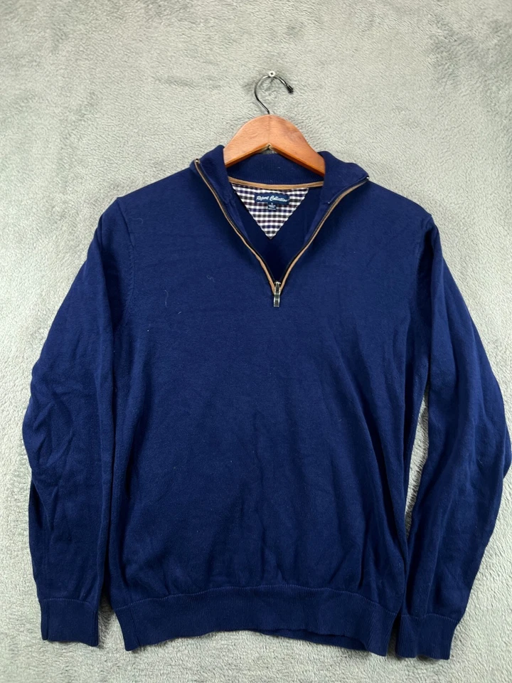 REPORT Collection Mens Sweaters Small Midnight Blue Purple 1/4 Pullover Jumper - Image 1 of 4