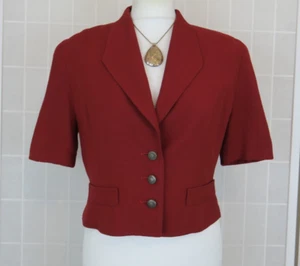 Precis Jacket Size 10 Red Cropped Short Sleeve Fitted Vintage 80s Wedding Formal - Picture 1 of 13