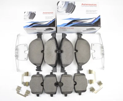 Pastillas de freno delanteras traseras de cerámica Asianaautos con herrajes para BMW 550i xDrive 11-16 Foto 1 de 4