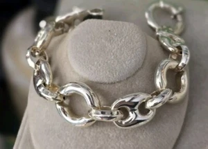 Ross Simons Sterling Silver Puffy Chunky Chain Tennis Bracelet Italy - Picture 1 of 12