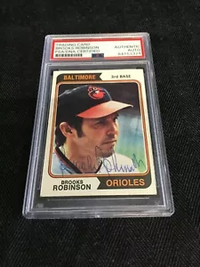 1974 TOPPS 160 BROOKS ROBINSON ORIOLES SIGNED PSA/DNA AUTO HOF HALL OF FAME - Bild 1 von 3