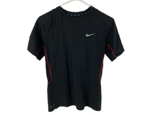 Nike Dri-Fit Youth Large Black Mesh Tee Shirt Unisex Red Logo Athletic Top - Picture 1 of 5