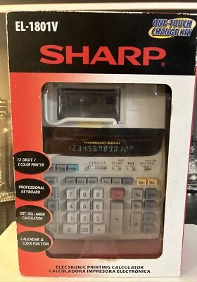 Sharp EL-1801V Portable 12-Digit 2-Color Serial Printing Calculator New In Box - Image 1 of 4