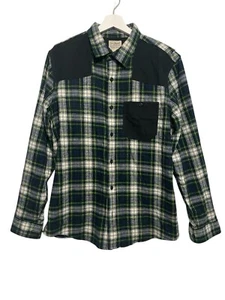 Camisa de franela LL Bean para hombre manga larga a cuadros blanca/verde talla M - Imagen 1 de 7