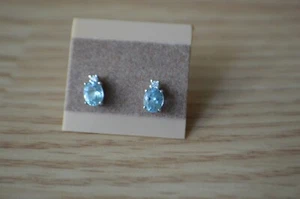 1.10ct Aqua Kyanite / Zircon Earrings Platinum over Fine Silver - Picture 1 of 6