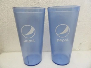 New (Two) Pepsi Cola Restaurant Ice Blue Globe Plastic Tumbler Cups 24 oz - Picture 1 of 1