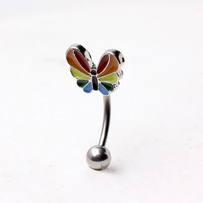 Anillo para cejas mariposa arco iris de acero inoxidable 316L Foto 1 de 3