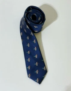 Pronto Uomo Cravatta Uomo 100% Seta Blu Navy con Anatre Preppy - Foto 1 di 6