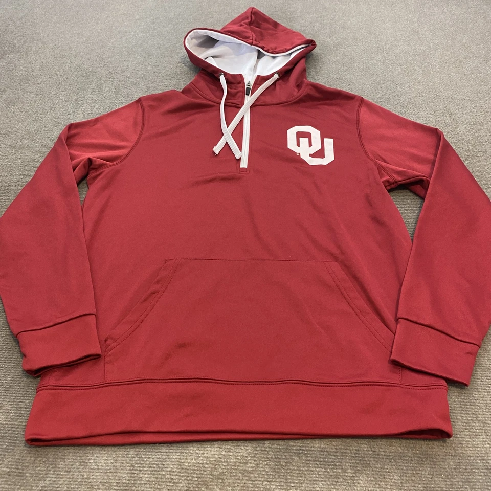 Толстовка с капюшоном мужская Oklahoma Sooners большой футбольный пуловер NCAA четверть квадратного ярда на молнии полиэстер - Изображение 1 из 4