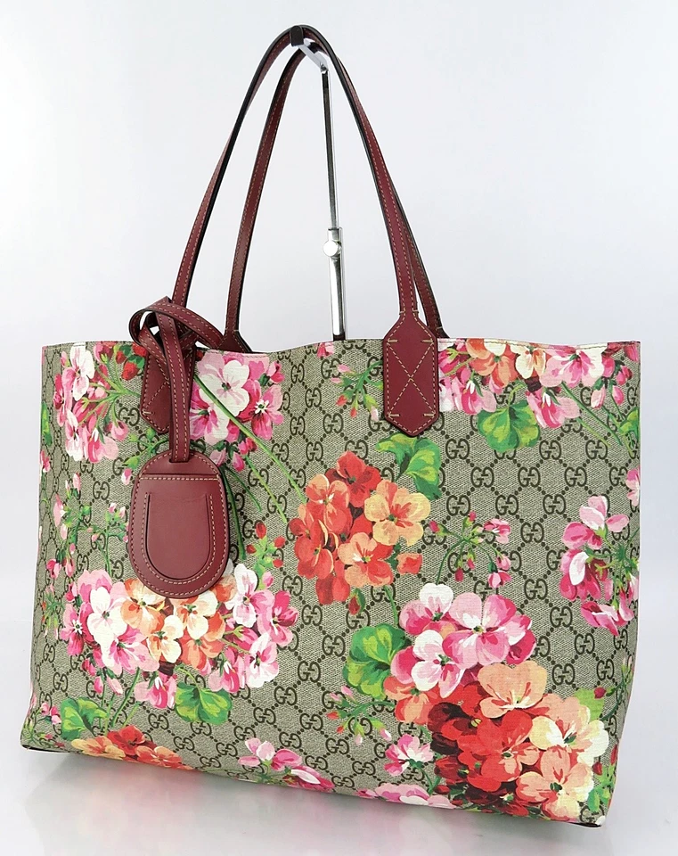 Auténtico Bolso de Mano GUCCI Blooms Flor Roja GG Lona PVC Reversible #61992 Foto 1 de 4