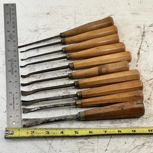 Vintage Antique C Maiers  Gouge Wood Carving Chisel Wood Working Tools Lot Of 11 - Picture 1 of 19