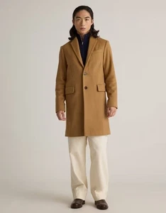 NWT QUINCE ITALIAN WOOL OVERCOAT MENS  JACKET SIZE XL CARAMEL COAT RETAIL $250 - Picture 1 of 19