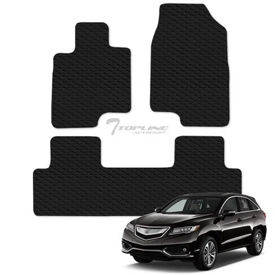 Topline For 2019 2020 2021 Acura RDX Honeycomb Rubber All Weather Floor Mats 3pc - Image 1 of 4