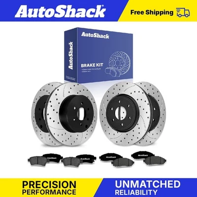 Front Rear Drilled Slotted Brake Rotors Ceramic Pads for Nissan Frontier - Image 1 of 4