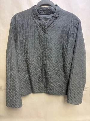 Chaqueta Blazer Eileen Fisher XL 100 % Seda Acolchada Marrón Arrugado Botones a Presión Foto 1 de 4