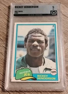Graded 5 1981 Topps - Rickey Henderson #261 2nd Year Card - A's HOF ⚾ - Picture 1 of 2