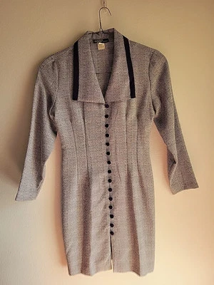 Vintage women's Button up Dress S/M Made In USA office siren mobwife - Image 1 of 4