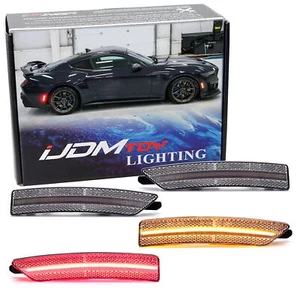 4pc Set Clear Lens Amber/Red Full Strip LED Side Markers For Ford 2024+ Mustang - Picture 1 of 9